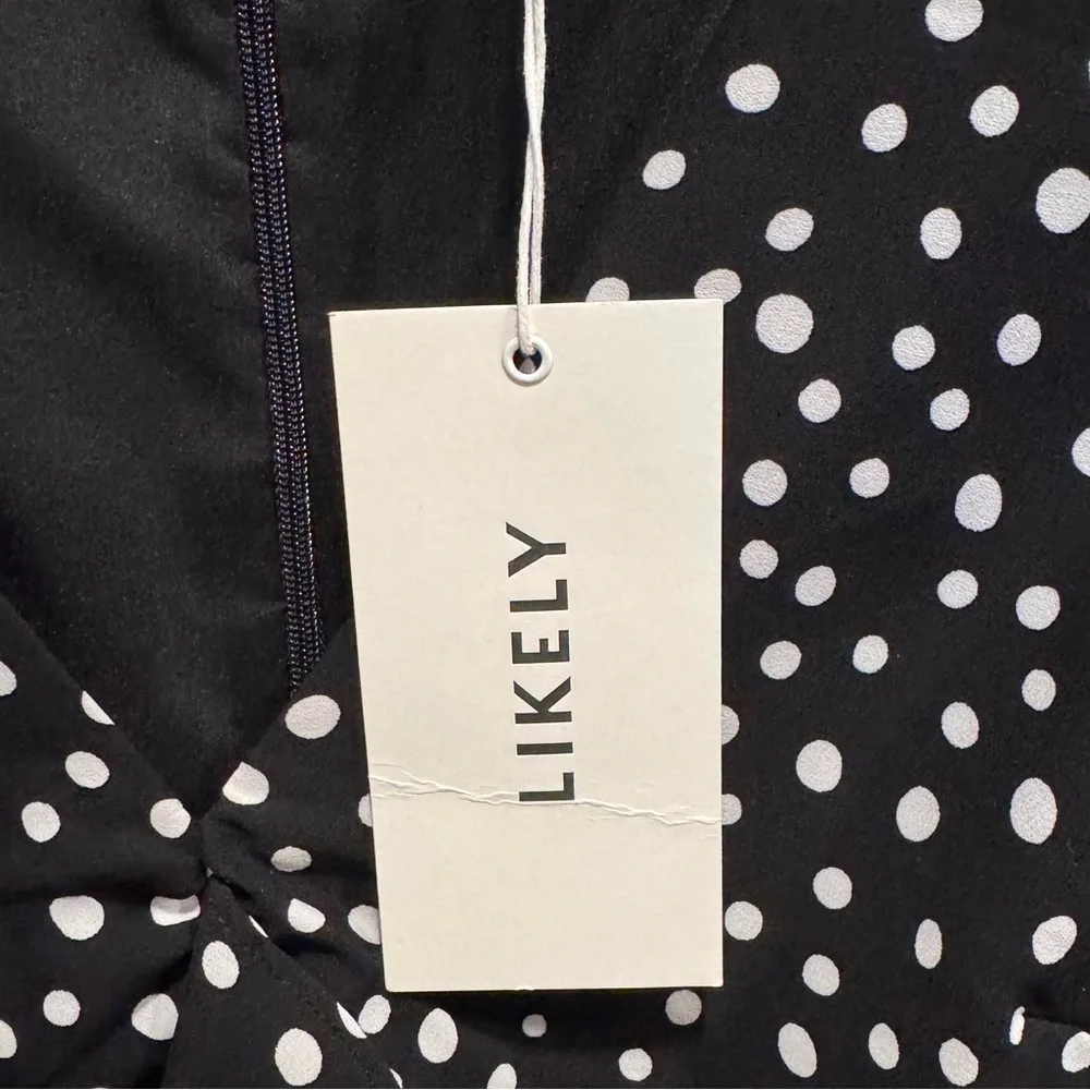 NWT LIKELY Corinne Ruffled Polka Dot Mini Dress in Black and White Sz 6 - Picture 8 of 12
